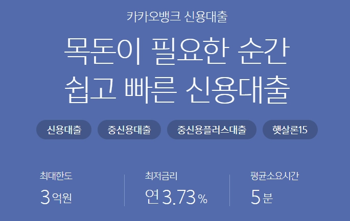 카카오뱅크 신용대출 자격, 조건, 신청방법 2