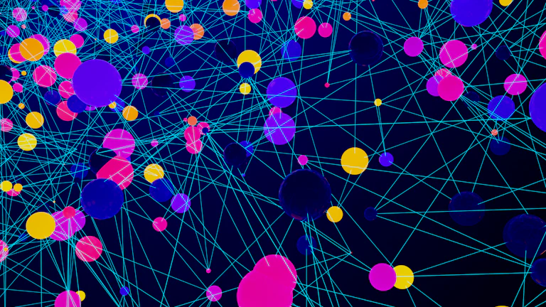 AI 노드 네트워크의 복잡하고 연결된 그래프