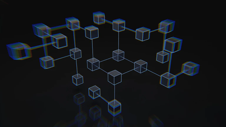 거대한 블록체인 네트워크와 유동성 흐름을 시각화한 그래픽