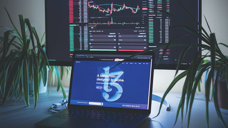 탈중앙화 금융 시스템을 나타내는 그래픽