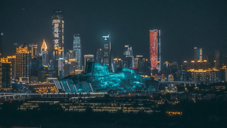 미래형 블록체인 도시 풍경