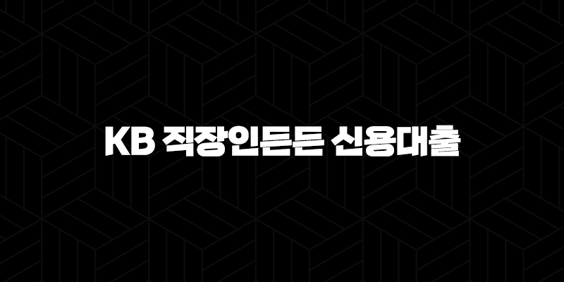국민은행 KB 직장인든든 신용대출 조건 서류 신청 후기 9