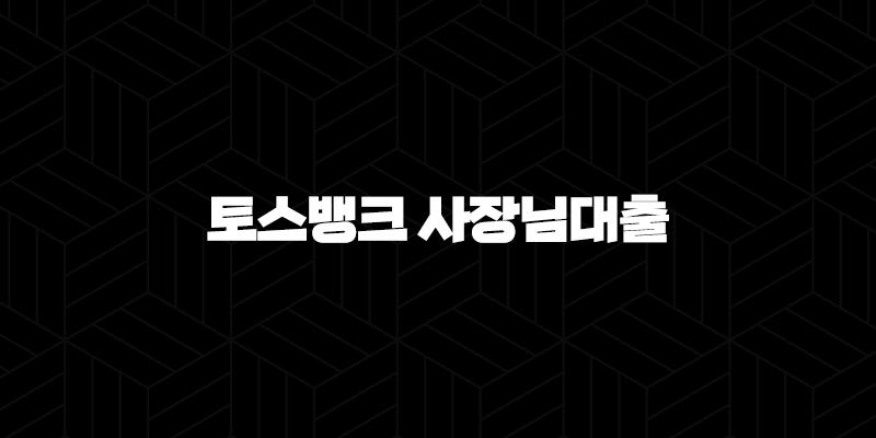 토스뱅크 사장님대출 자격, 조건 및 신청 방법 330