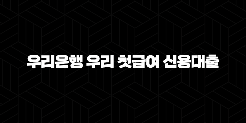 2024년 직장인 필수 정보! 우리은행 우리 첫급여 신용대출 자격, 조건 및 신청 방법 완벽 분석 334