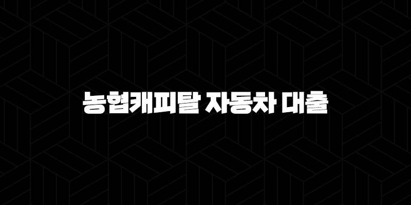 농협캐피탈 자동차 대출 자격, 조건, 신청방법 386