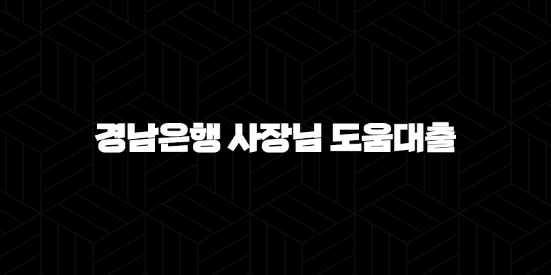 경남은행 사장님 도움대출 자격요건 한도 금리 총정리(2024년) 9
