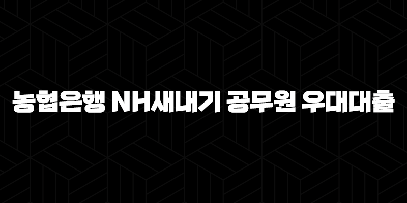 농협은행 NH새내기 공무원 우대대출 자격요건 한도 금리 총정리(2024년) : 3가지 핵심 포인트 9