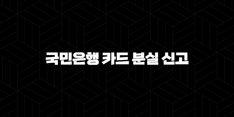 5가지 이유 국민은행 카드 분실 신고 즉시 해야 하는 이유 104