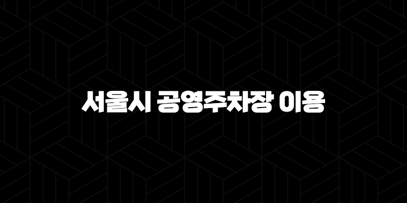 서울시 공영주차장 이용 - 쉽고 편리하게 이용하는 완벽 가이드 44