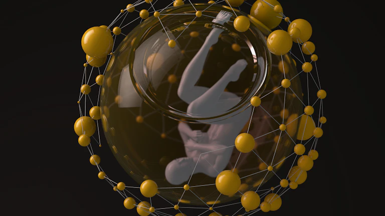 AI 아이콘으로 연결된 노드 네트워크