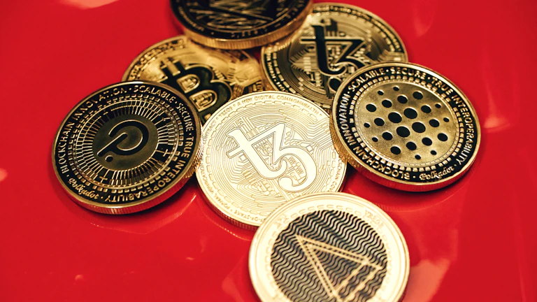 안전한 디지털 금고와 코인들