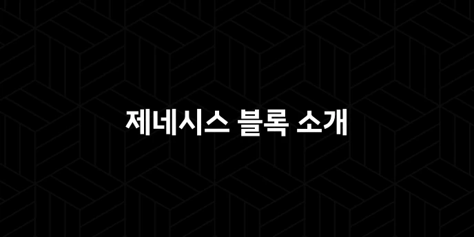 제네시스 블록 소개
