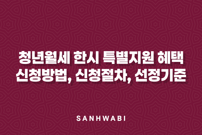 청년월세 한시 특별지원 혜택, 신청방법, 신청절차, 선정기준 2024